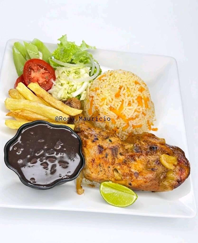 O Arroz com churrasco batata frita e salada