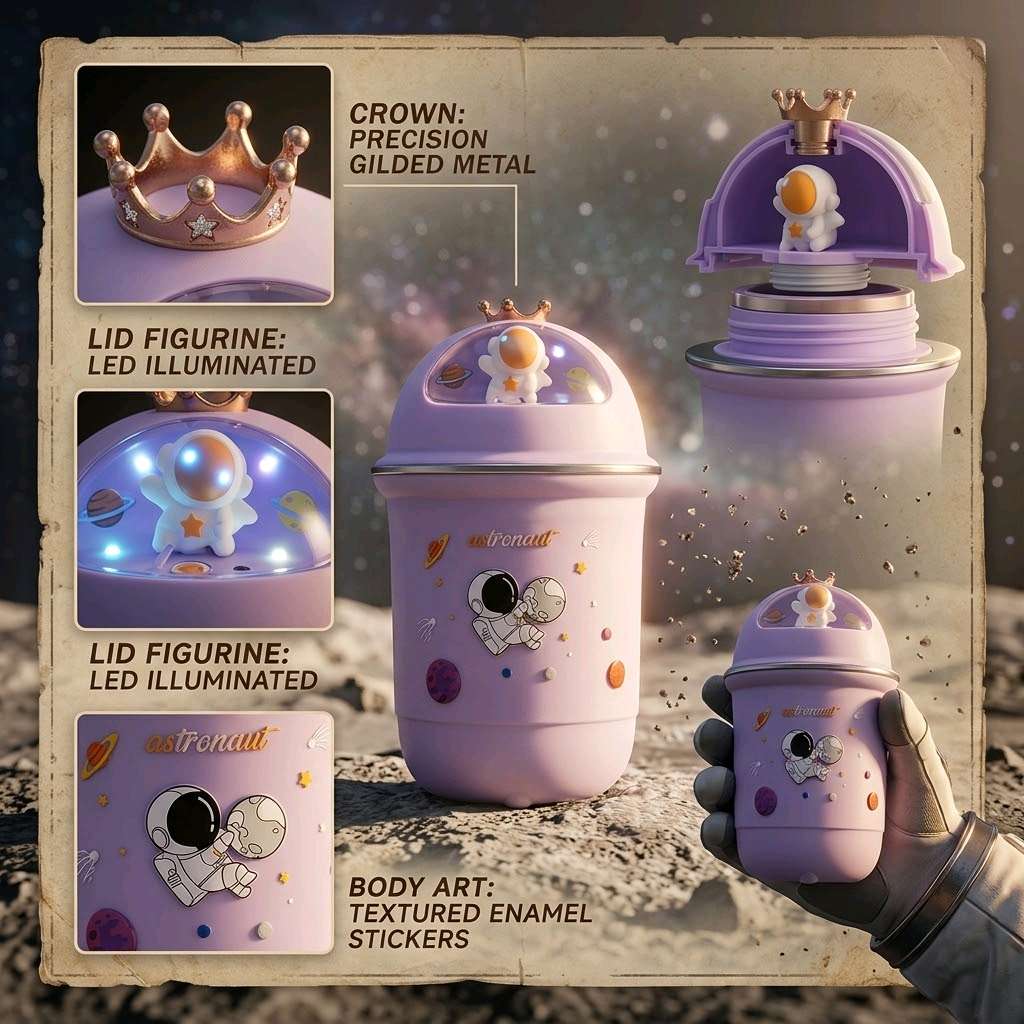 Copo Térmico Infantil Astronauta – Hidratação Mágica e Aventura no Espaço 3
